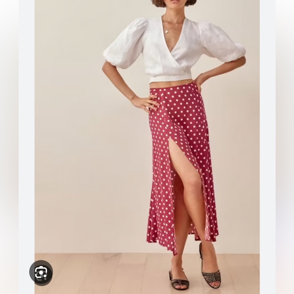 Reformation Zoe Skirt - Red and White Polka Dot Maxi Skirt